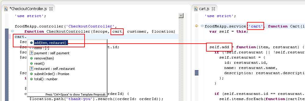 JS Angular Completion Service Injection